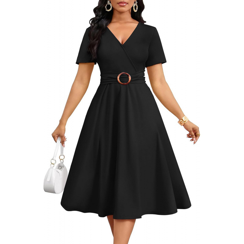 V-Neck Ruched Midi Dress