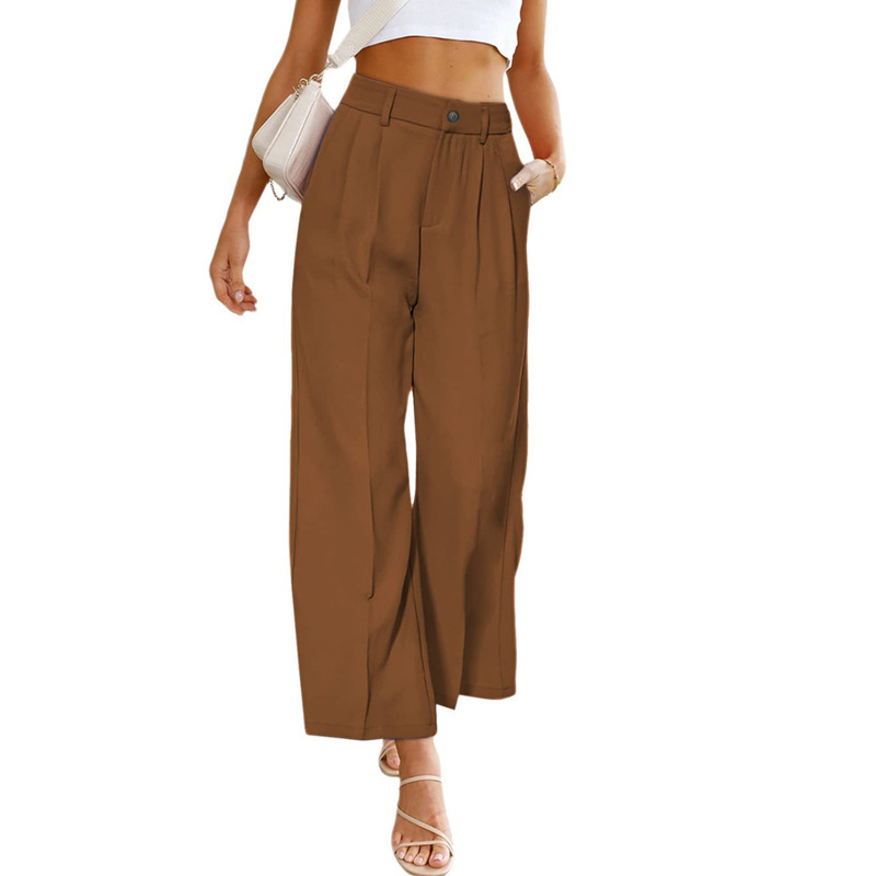 Women's High-Waist Wide-Leg Dress Pants with Pockets