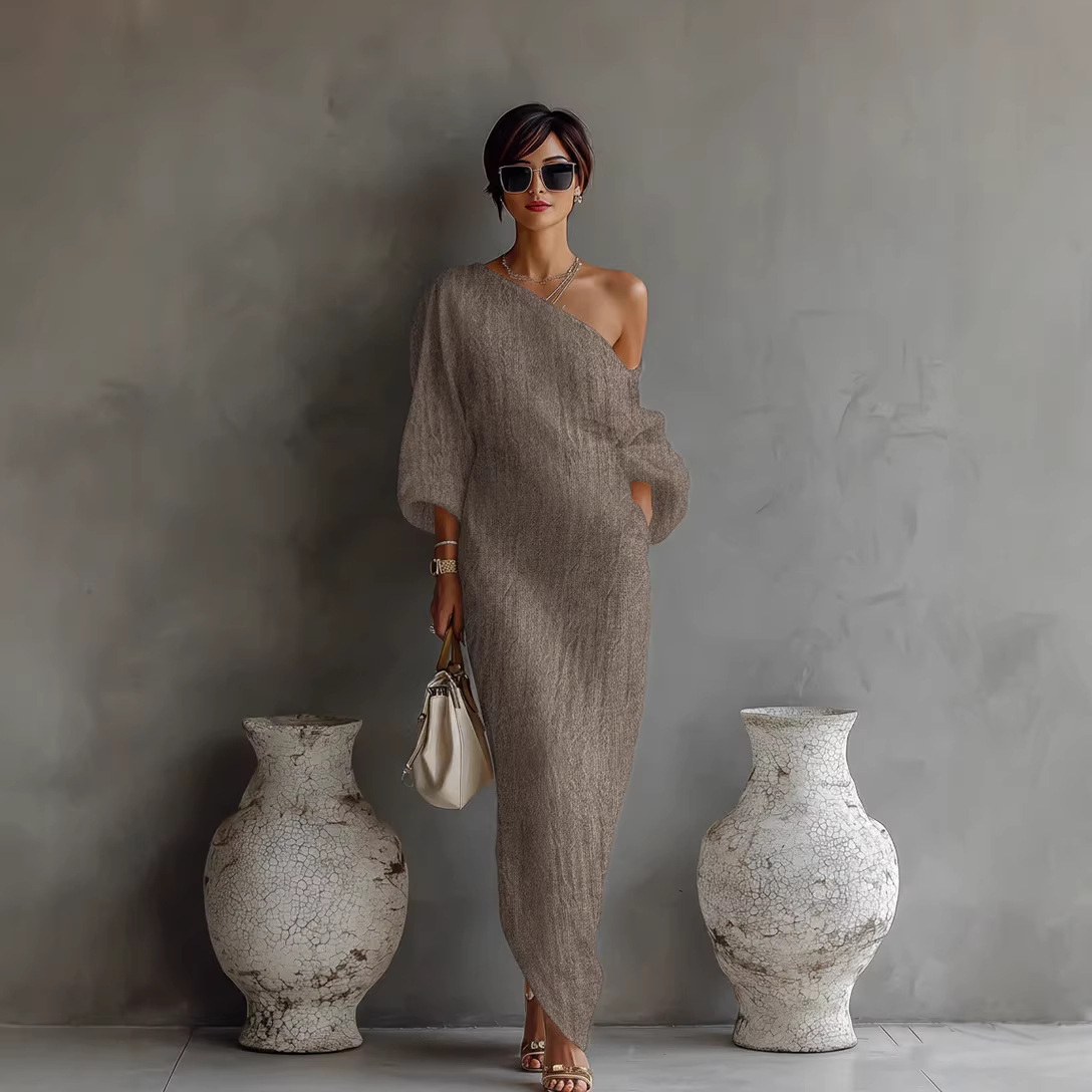 Women's Long Sleeve Off-Shoulder Midi Dress