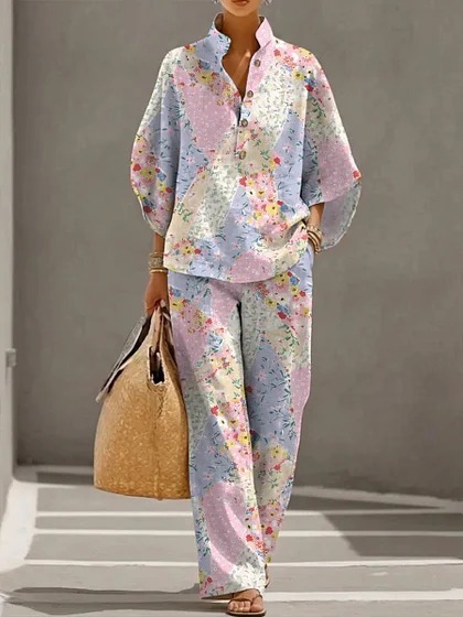 Women's Casual Solid Color Shirt Set