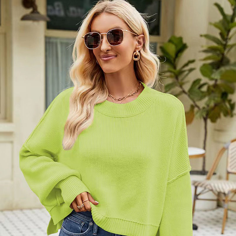 Women's Long Sleeve Crewneck Sweater – Lightweight Solid & Striped Pullover