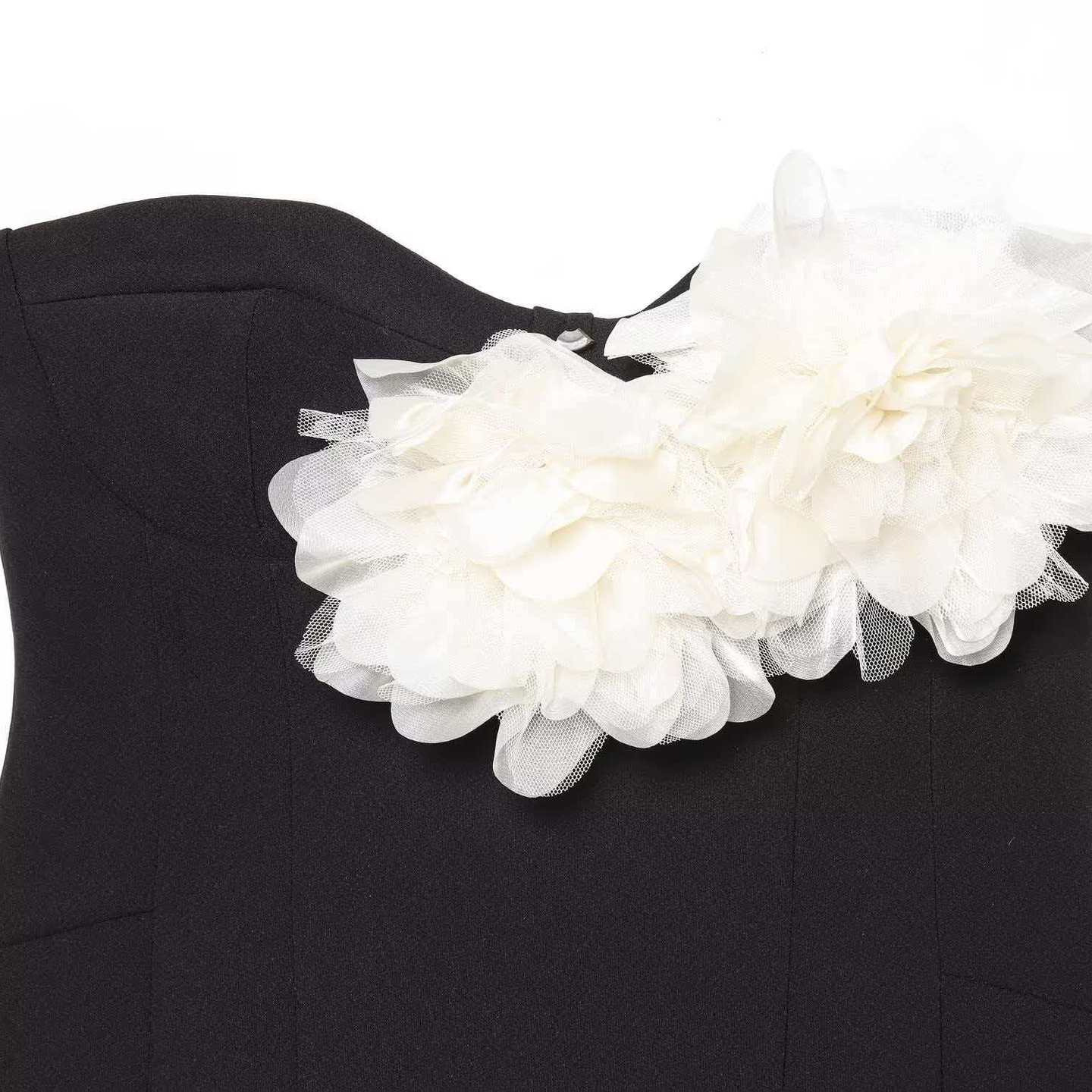 Women's Strapless Floral Color-Block Bodycon Mini Dress