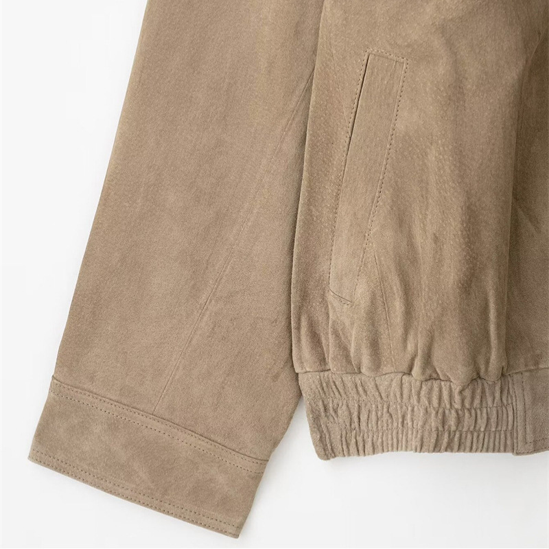 Suede-Texture Faux Leather Jacket for Women