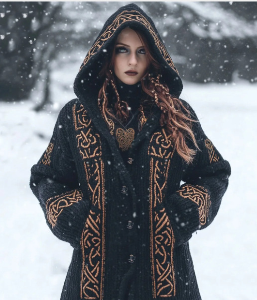 Women's Vintage Animal Print Hooded Button Cardigan