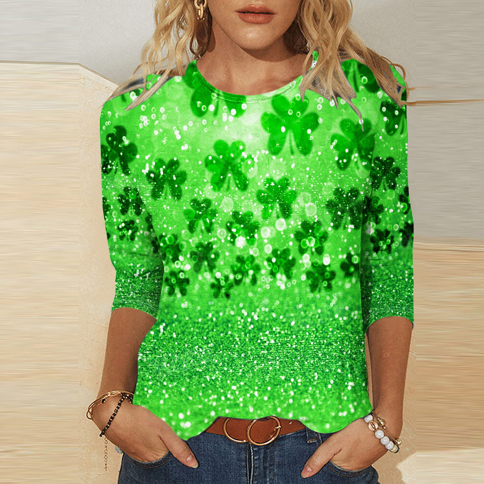 Women's Christmas 3D Print T-Shirt Round Neck Loose Fit