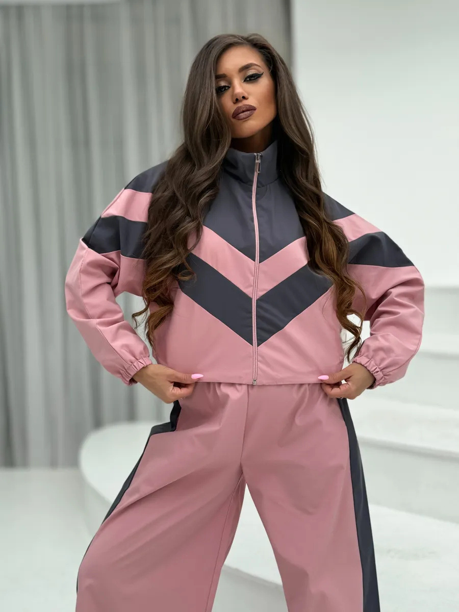 Women's Colorblock Zip Cardigan and Pants Set Long Sleeve