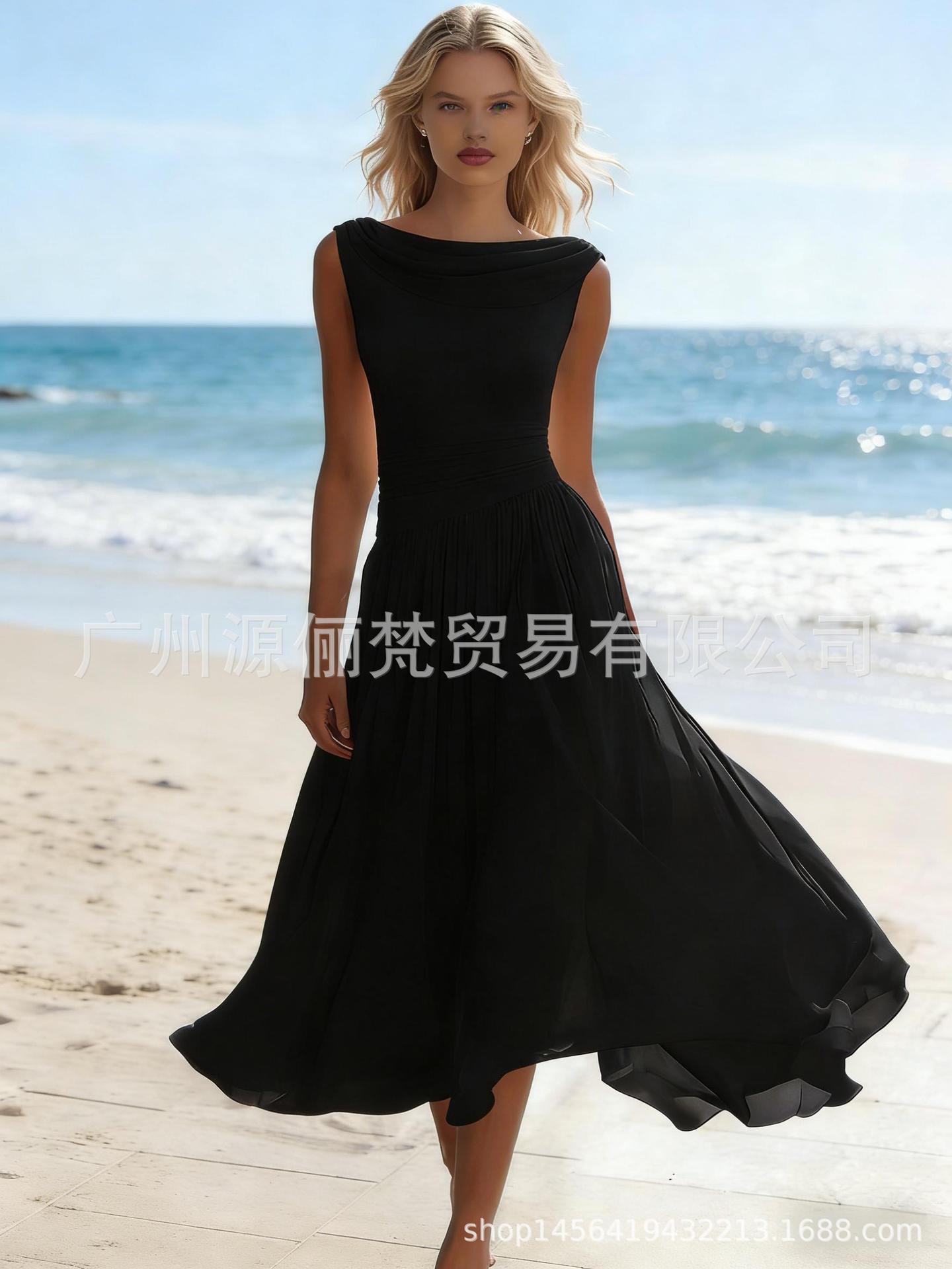 Flowy Chiffon High-Waist Long Dress