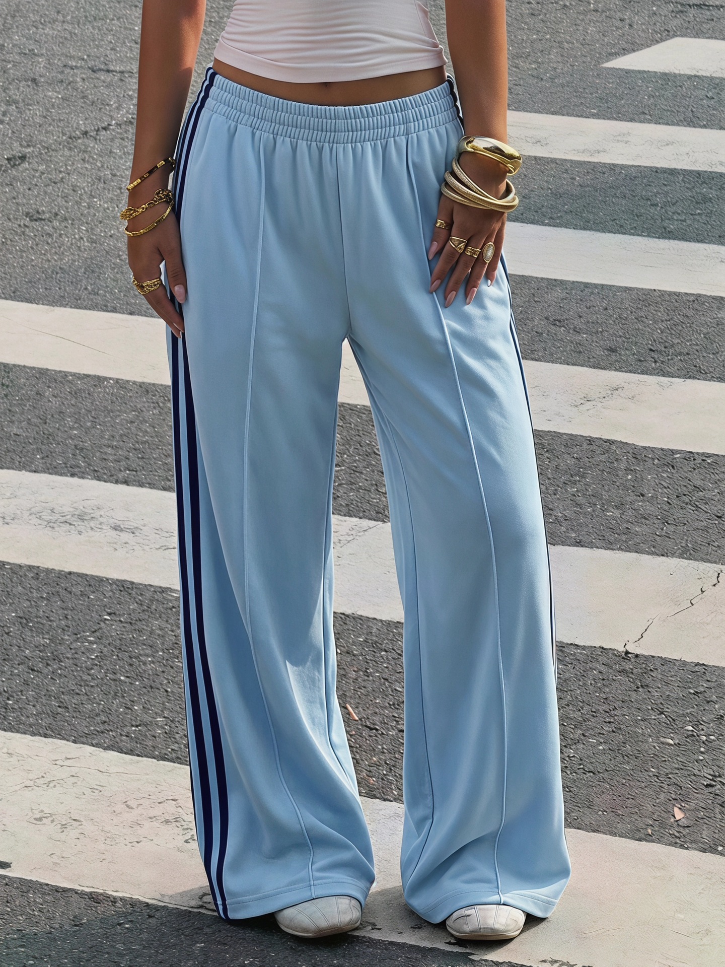 Y2K Retro High-Waist Elastic Waist Drapey Casual Pants