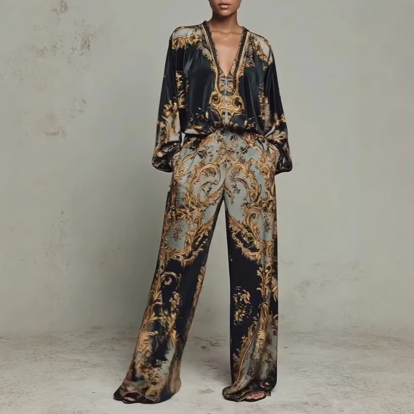 Unisex 3D Print Long Sleeve Top & Pants Loungewear Set