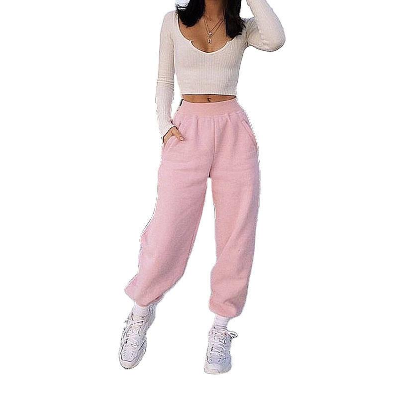 Women's Fleece-Lined Jogger Sweatpants Casual Tapered Fit