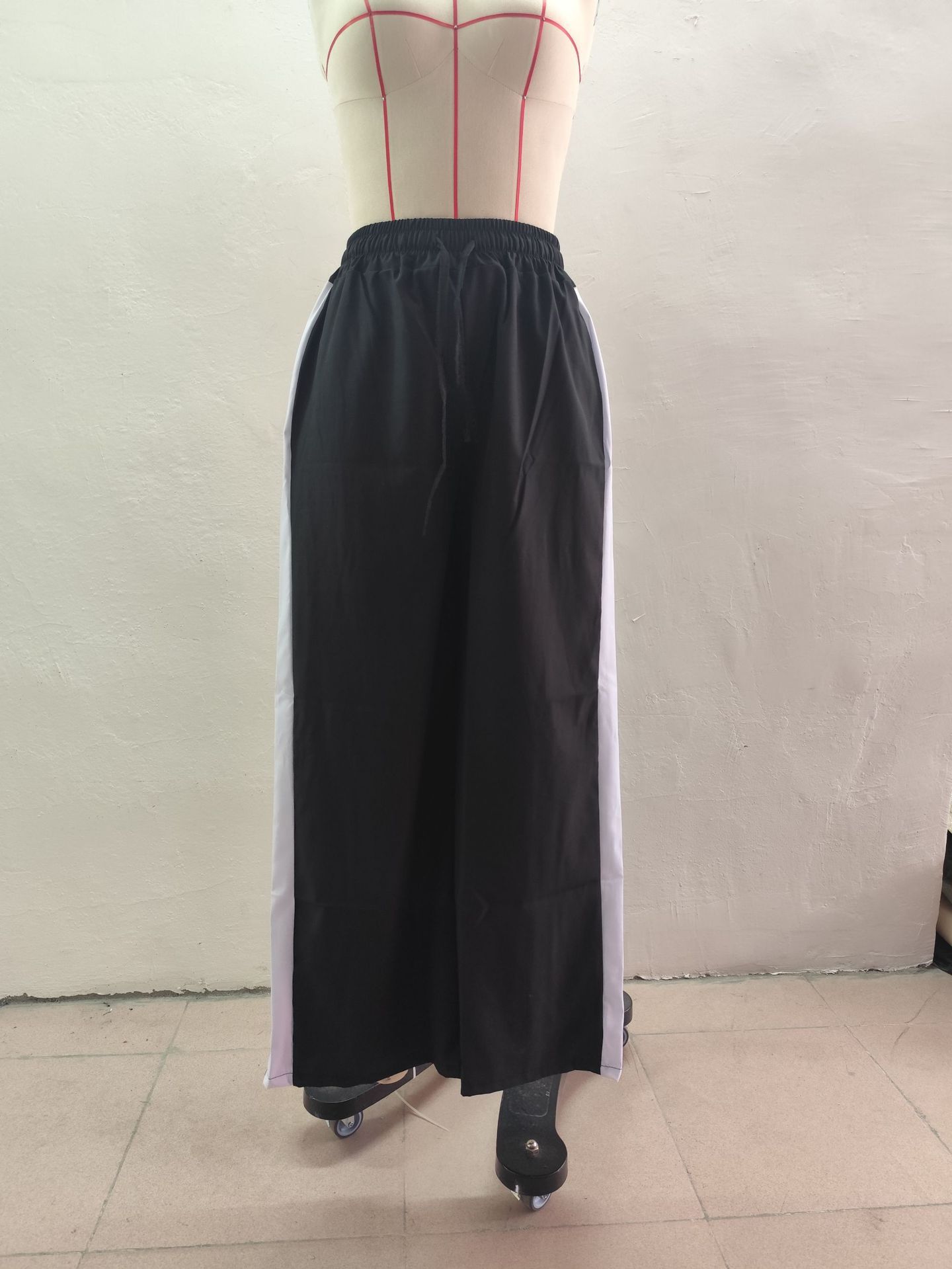 Leopard Print Patchwork Wide-Leg Casual Pants