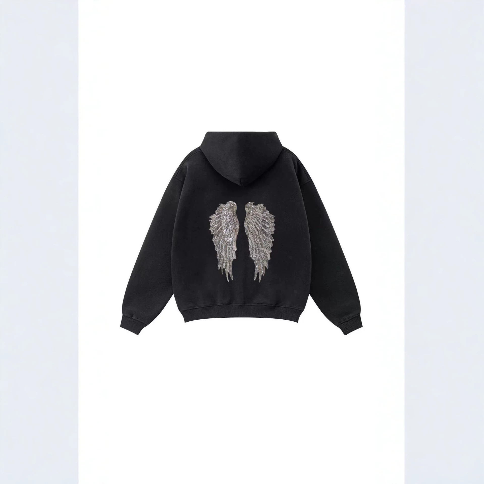 Women's Sequin Back Hooded Zip-Up Sweatshirt Jacket
