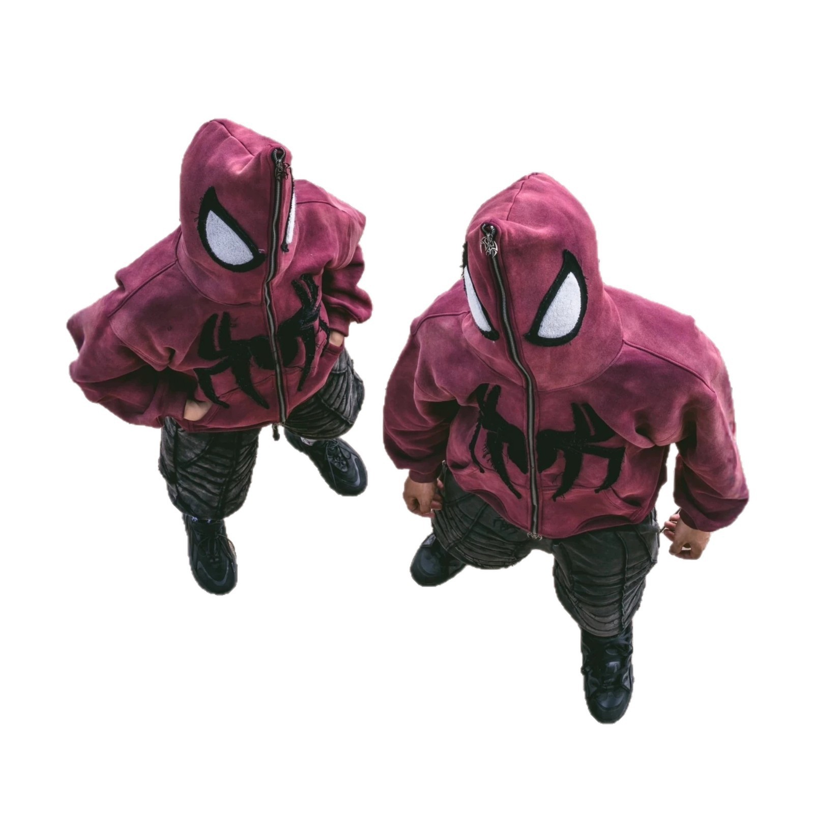 Spider Graphic Loose Zip-Up Hoodie Unisex