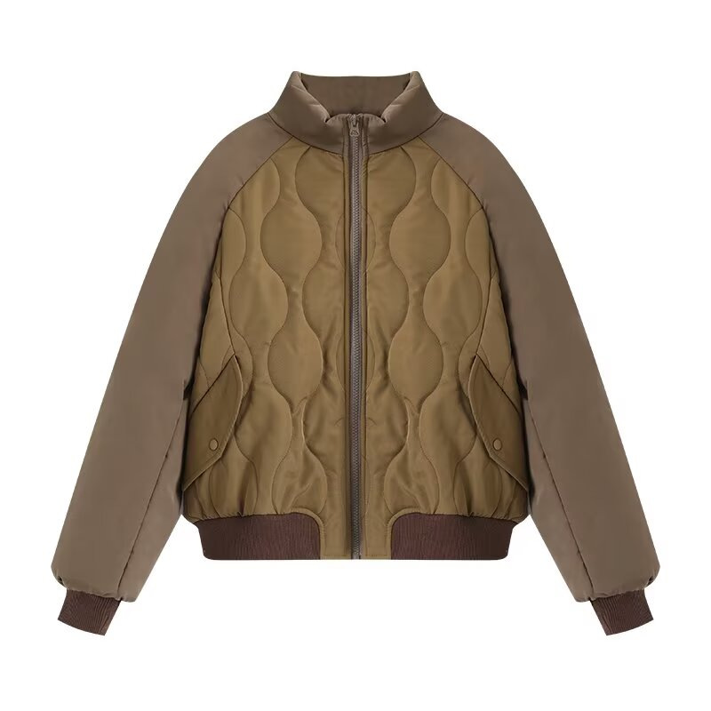 Women's Oversized Bomber Puffer Jacket with Stand Collar