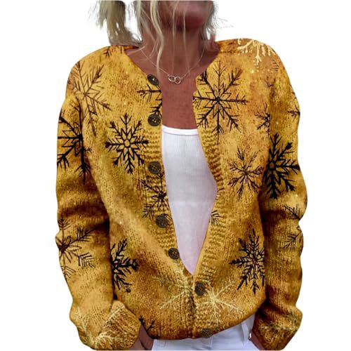 Women's Forest Leaf Print Button Cardigan Sweater