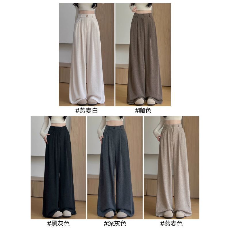 Women's Plus Size High-Waist Wide-Leg Suit Pants Japanese Style Draped Straight Loose Casual