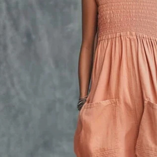 Strapless Orange-Pink Cotton Jumpsuit for Casual Vacation
