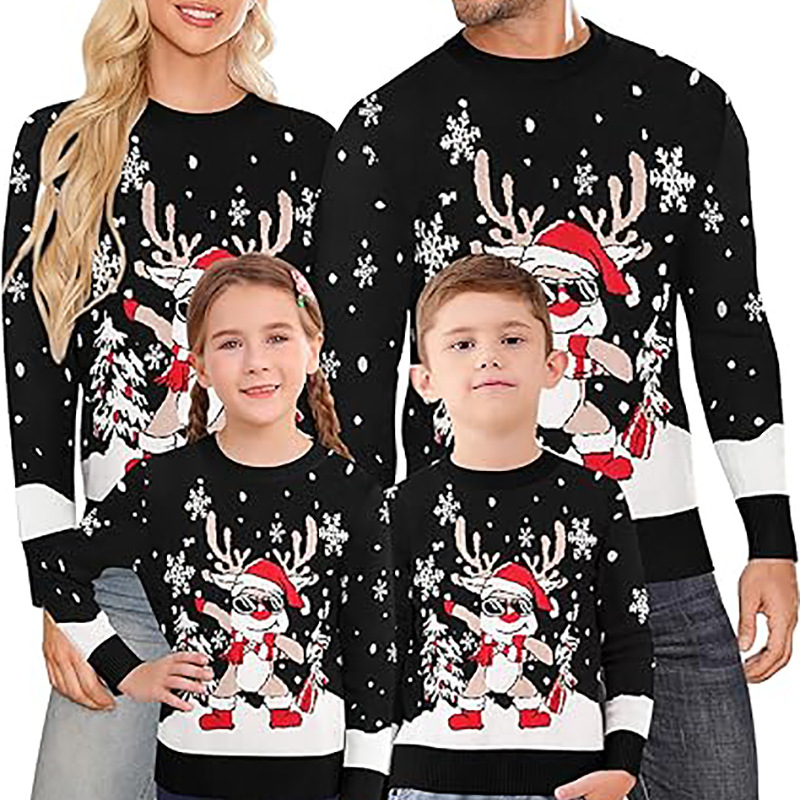 Christmas Reindeer Jacquard Pullover Sweater Loose Fit