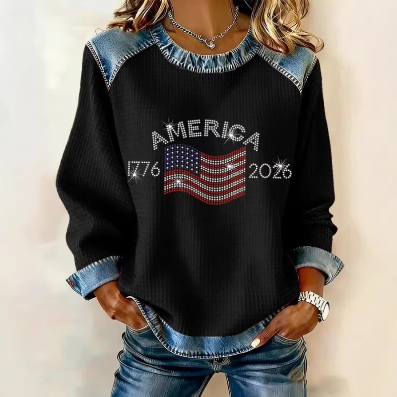 Women's America Print Crewneck Sweatshirt