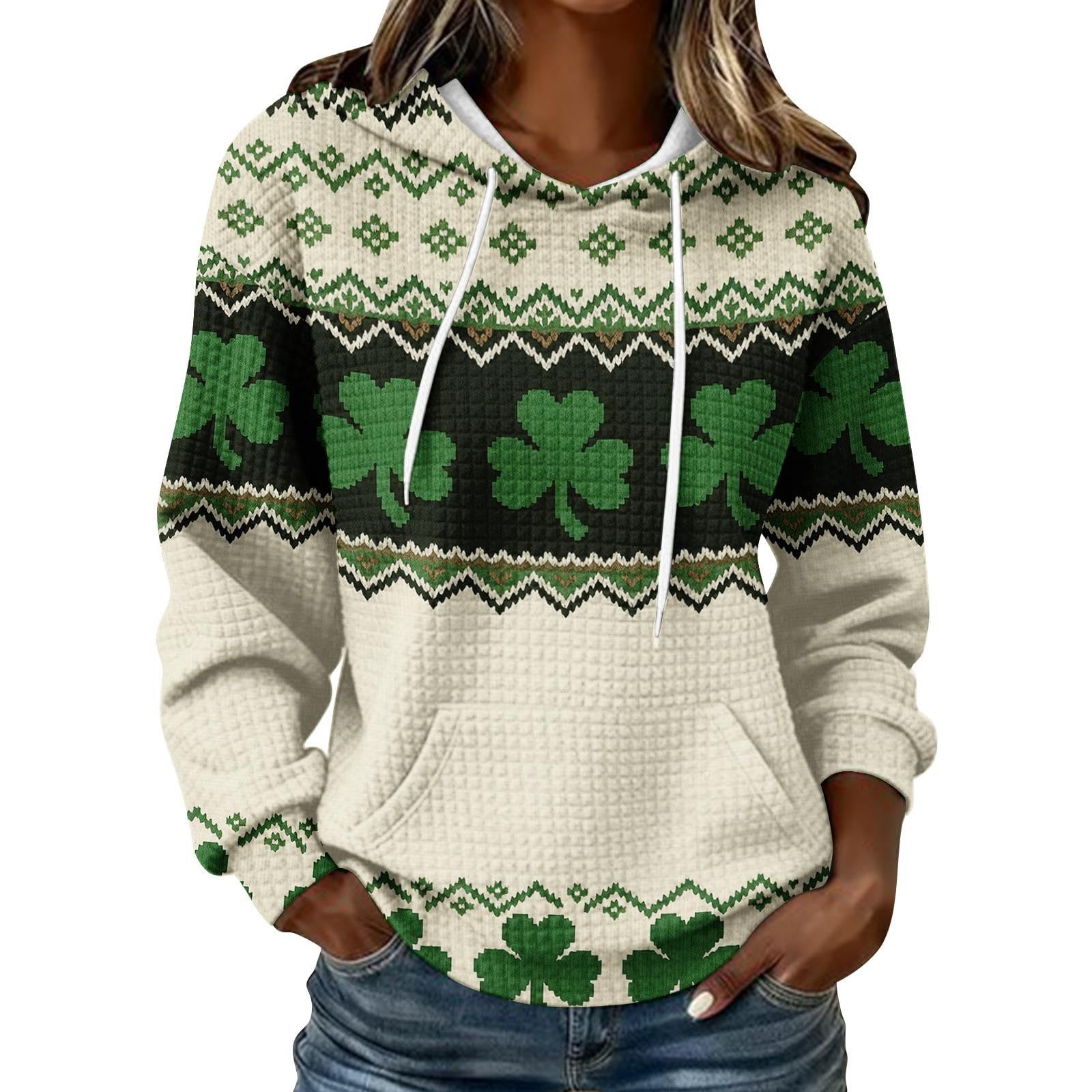Women's Clover Cross Letter Print Hoodie
