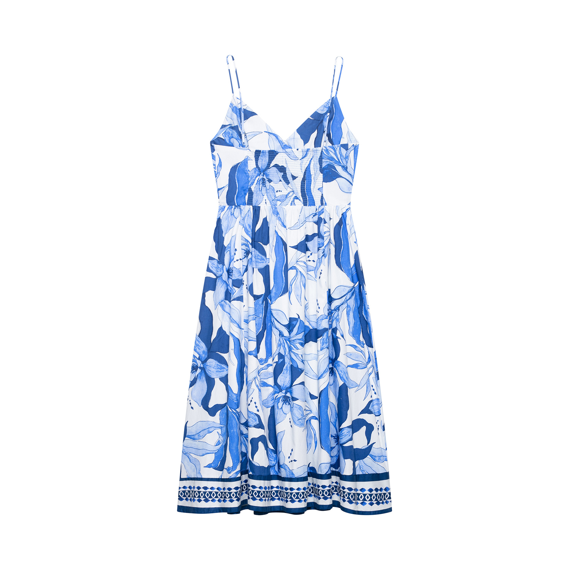 Women's Sexy Printed Backless Midi Dress Sleeveless High Waist A-Line