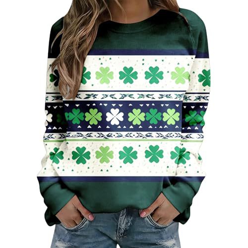 Women's Lucky Clover Floral Print Crewneck Sweatshirt