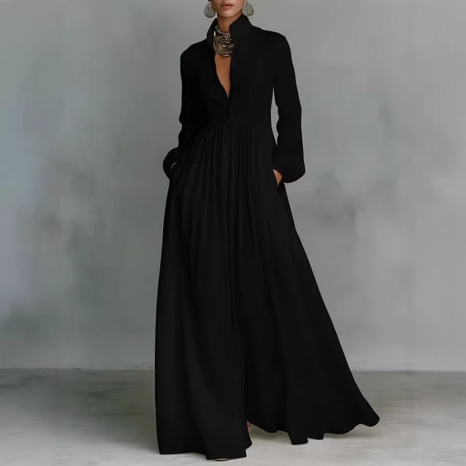 Women's Summer Beach Vacation Solid Color Long Dress