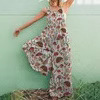 Printed High-Waist Sleeveless A-Line Midi Dress