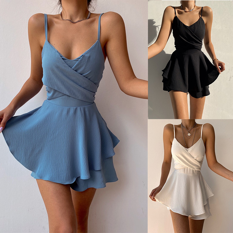 Women's Solid Color Sleeveless Zip Jumpsuit