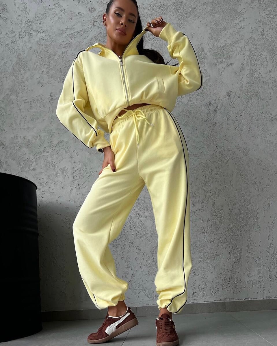 Women's Casual Two-Piece Set Long Sleeve Half-Turtleneck Cardigan Sweatshirt and Striped Drawstring Pants