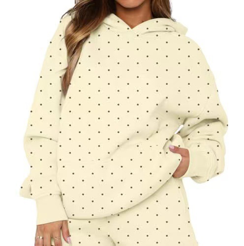Women's Polka Dot Print Casual Hoodie