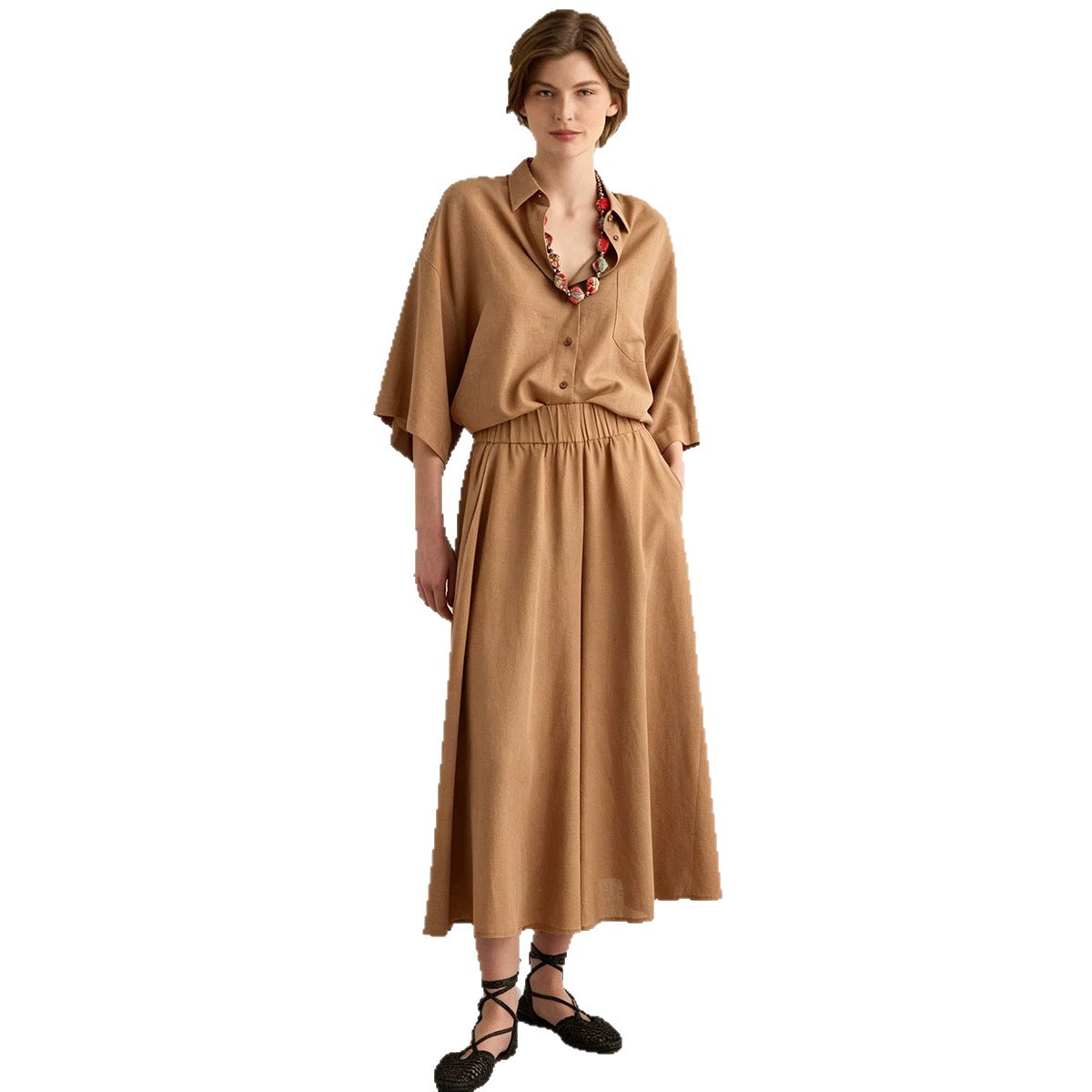 Women's Short Sleeve Top and Skirt Casual Set
