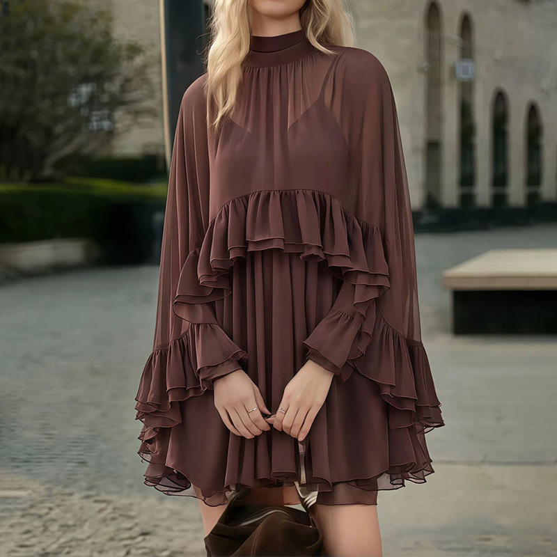 Elegant Solid Color Cami Dress Two-Piece Set