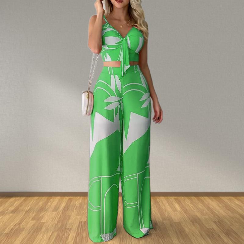 Women's Two-Piece Set Sleeveless Vest and Straight-Leg Pants