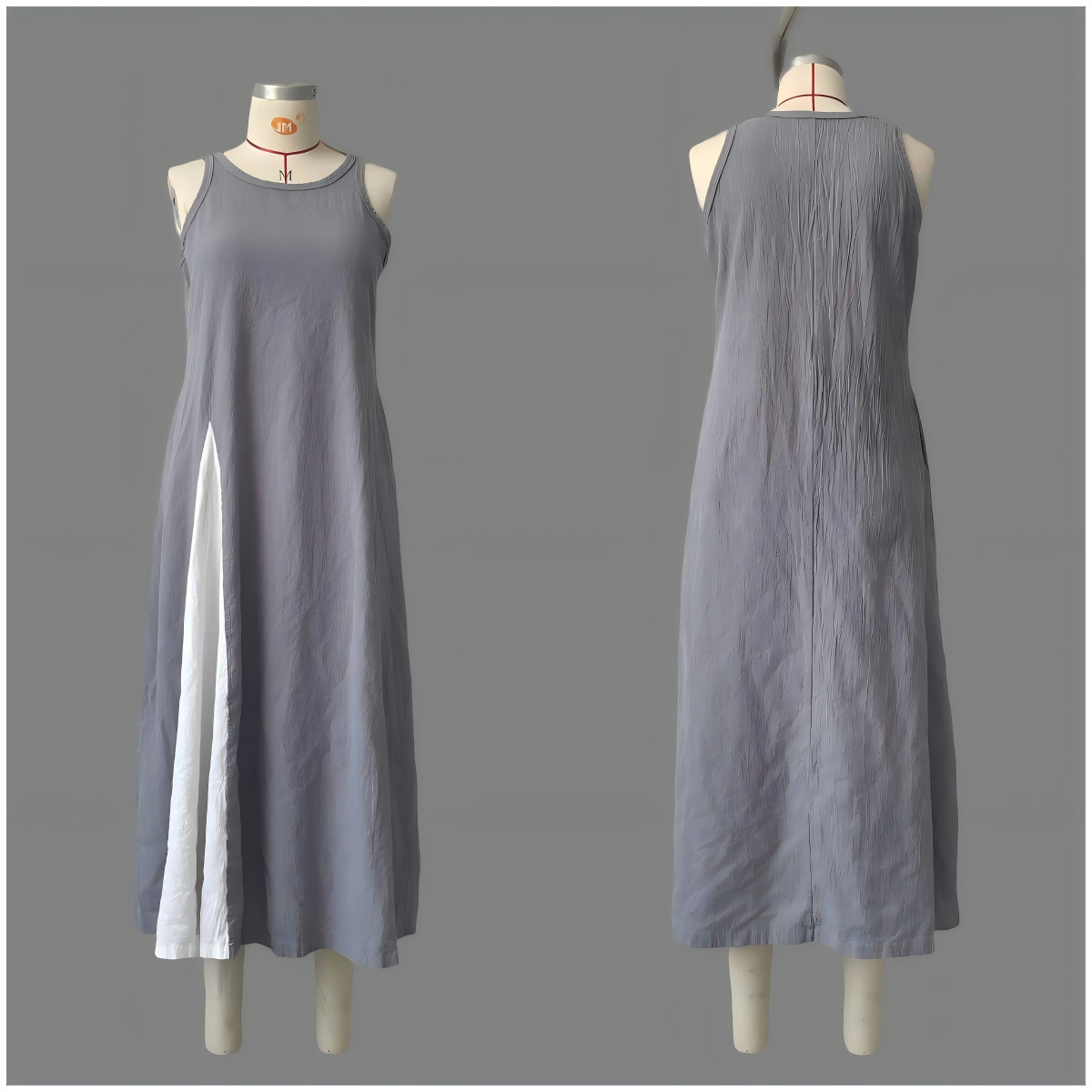 Women's Sleeveless Off-Shoulder Colorblock Maxi Dress with Pockets