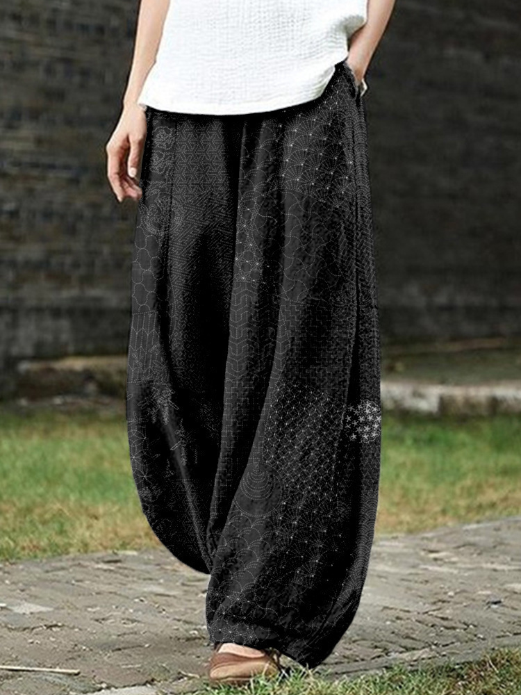 Women's Vintage Floral Print Casual Pants