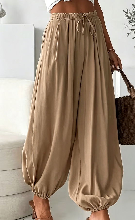 Women's Summer Elastic Waist Harem Pants Loose Fit Thin Long Pants