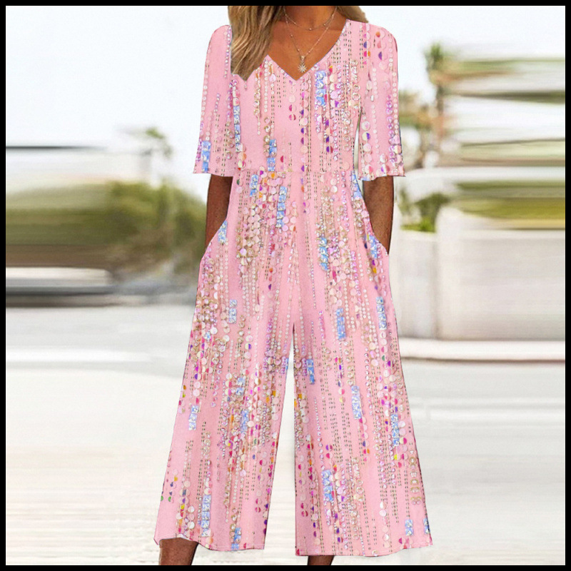 Floral Print Wide-Leg Jumpsuit with Sleeves