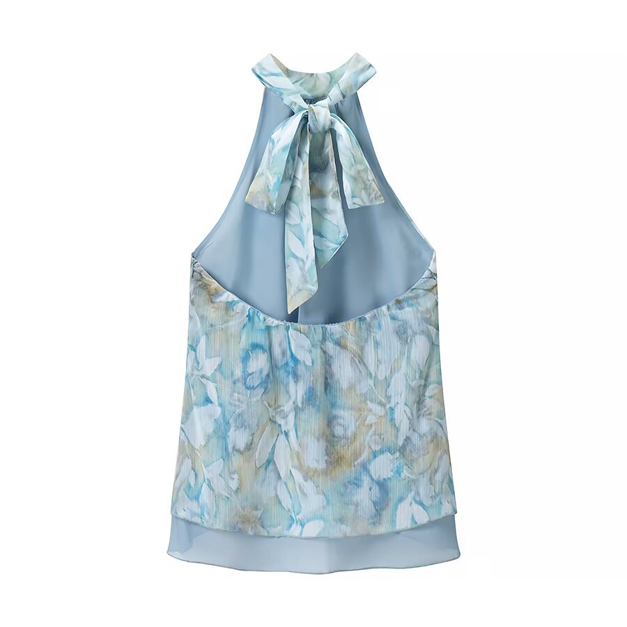 French Floral Halter Top and Midi Skirt Set