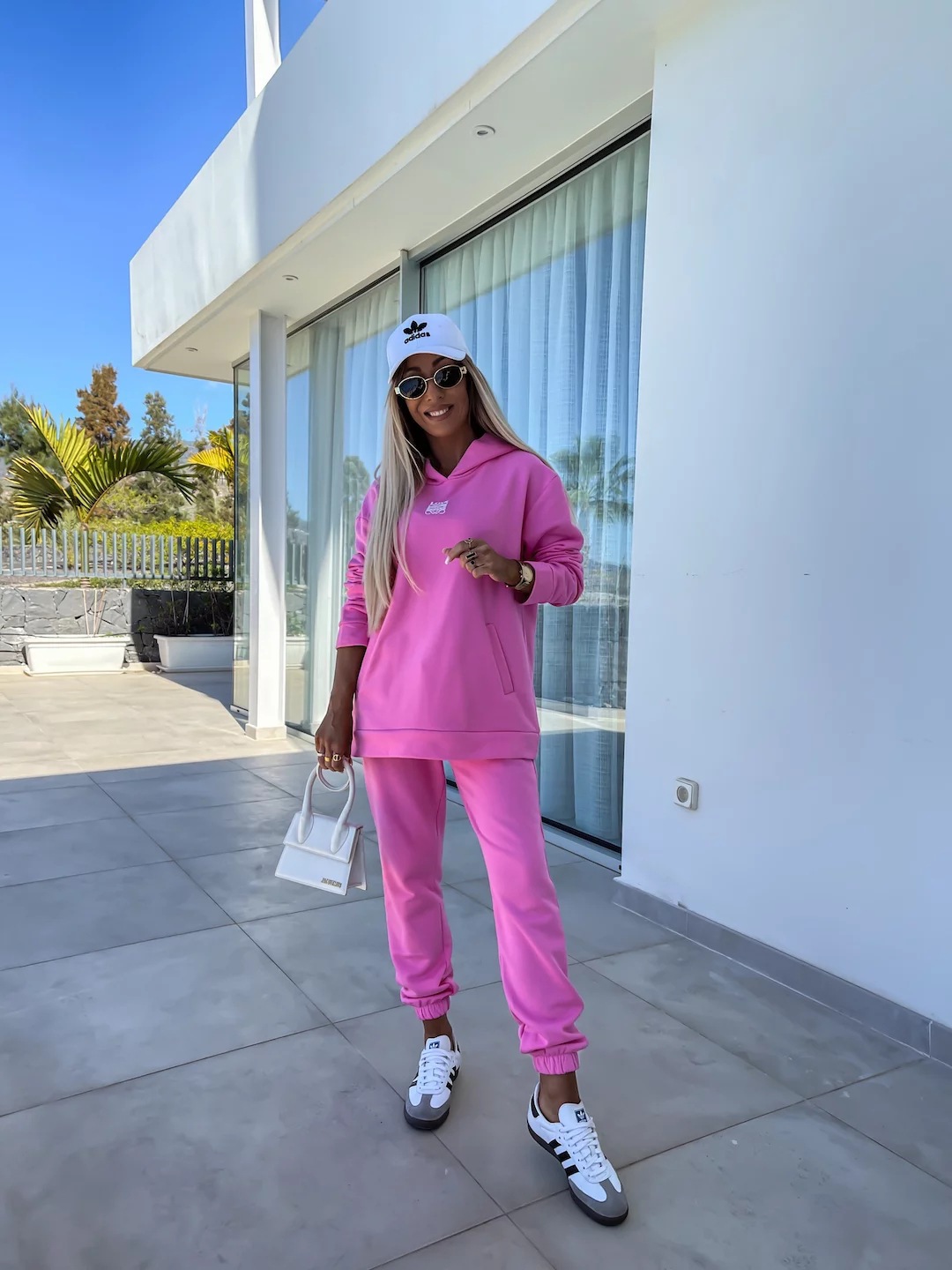 Casual Hooded Sweatshirt and Pants Set with Pockets, Solid Color