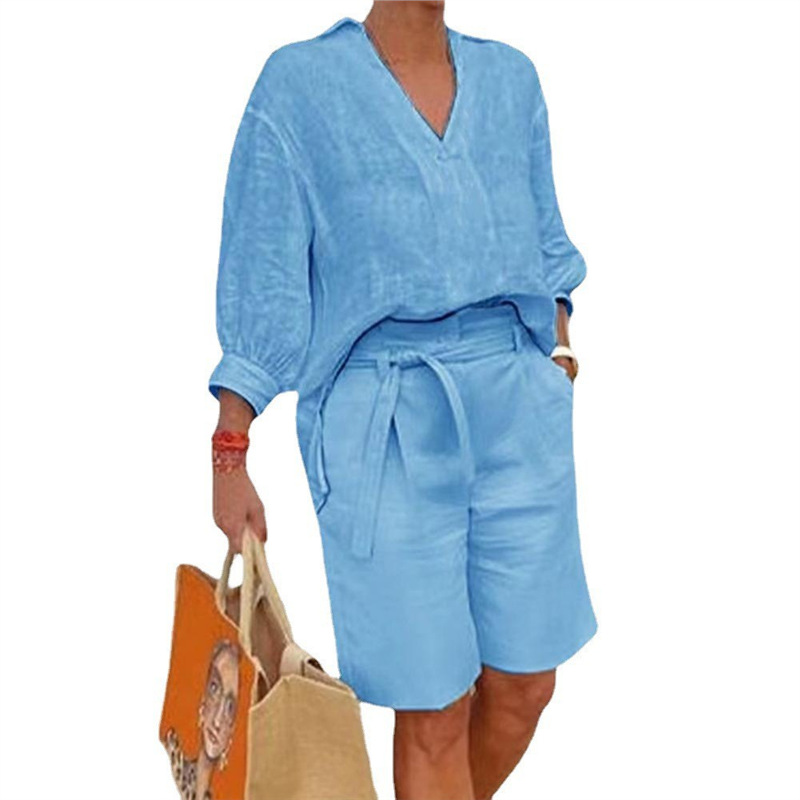 Women's Casual Two-Piece Set with Loose Shorts and Top