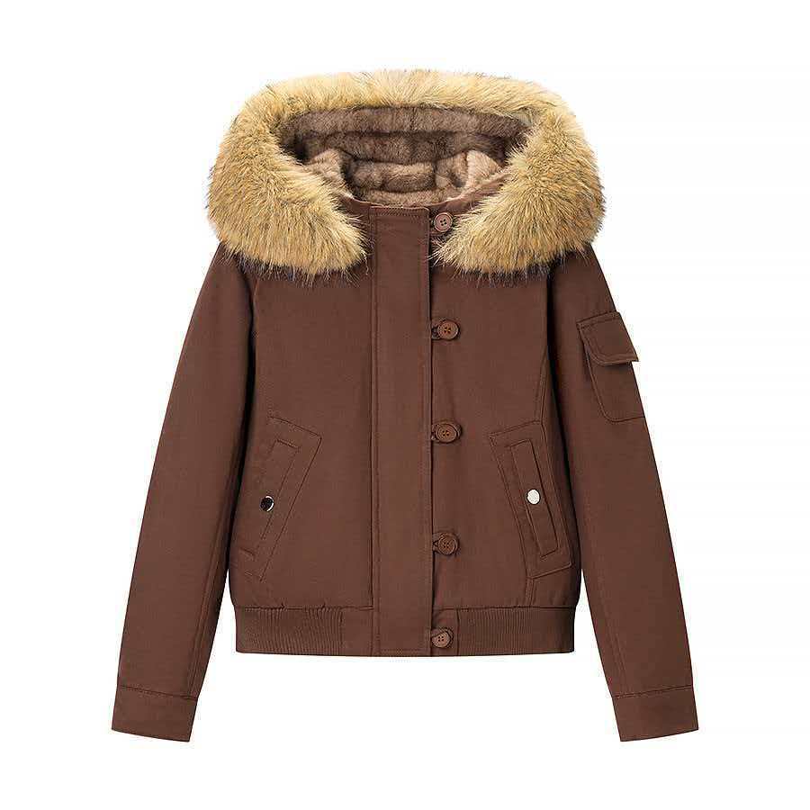 Women's Vintage Moto Jacket with Detachable Faux Fur Collar