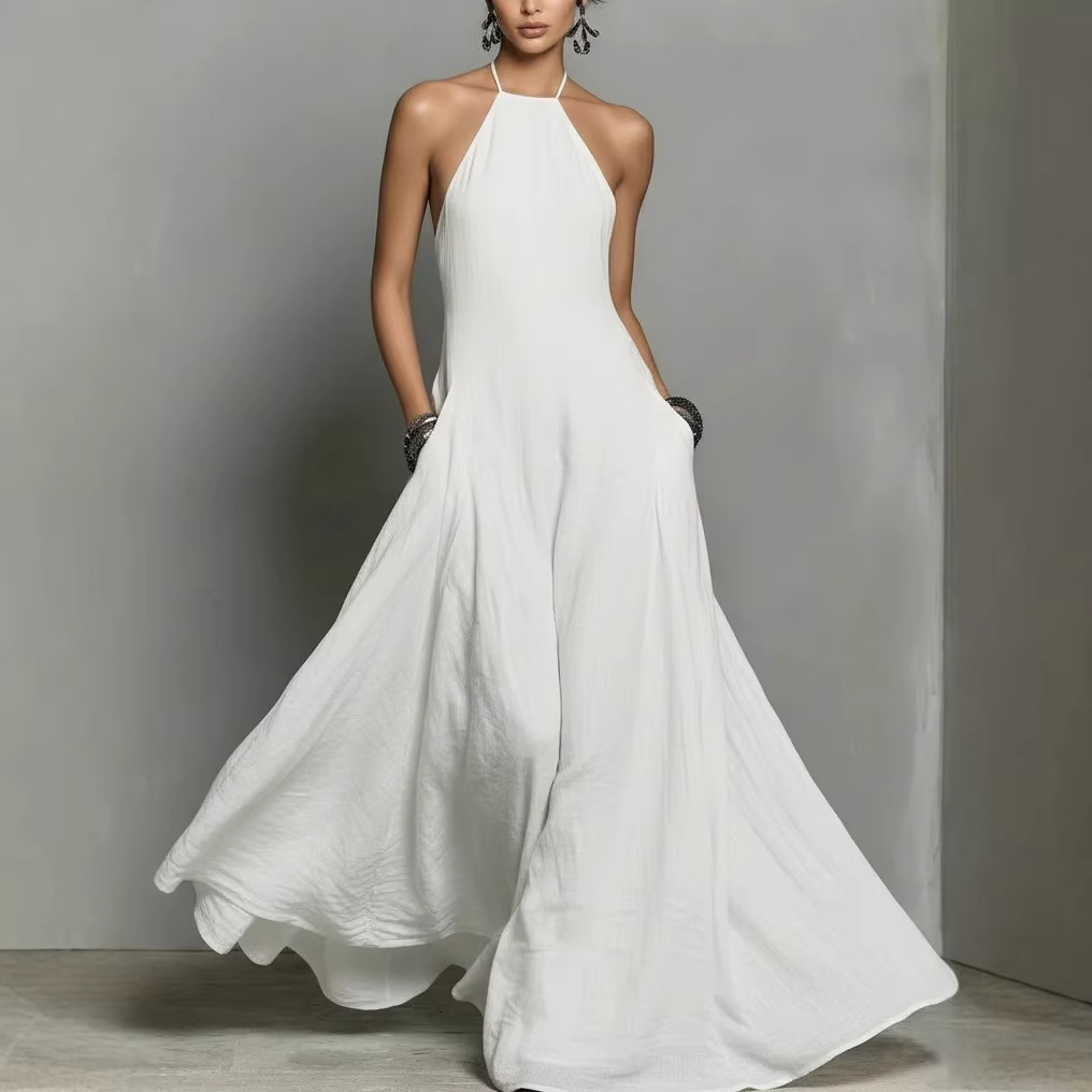 Women's Backless Sleeveless Long Vacation Dress