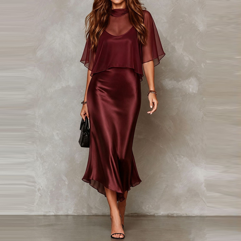 Satin High Neck Sleeveless Mermaid Evening Dress