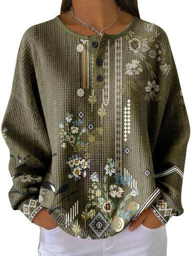 Women's Floral Branch Print Button Sweatshirt