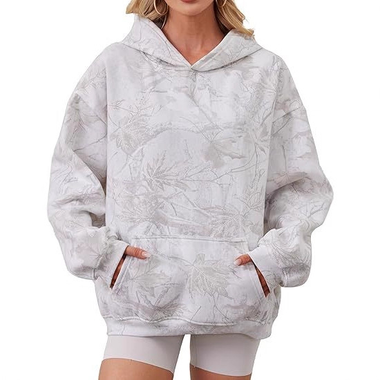 Women's Printed Hooded Pullover Sweatshirt with Pockets