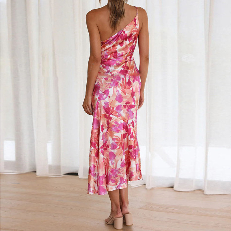 Floral Print Asymmetric One-Shoulder Cami Dress