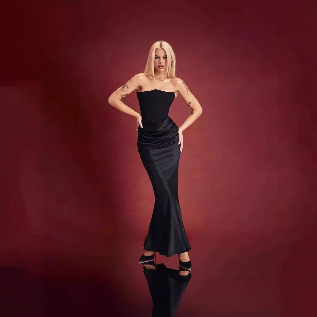 Women's Strapless Backless Bodycon Evening Dress