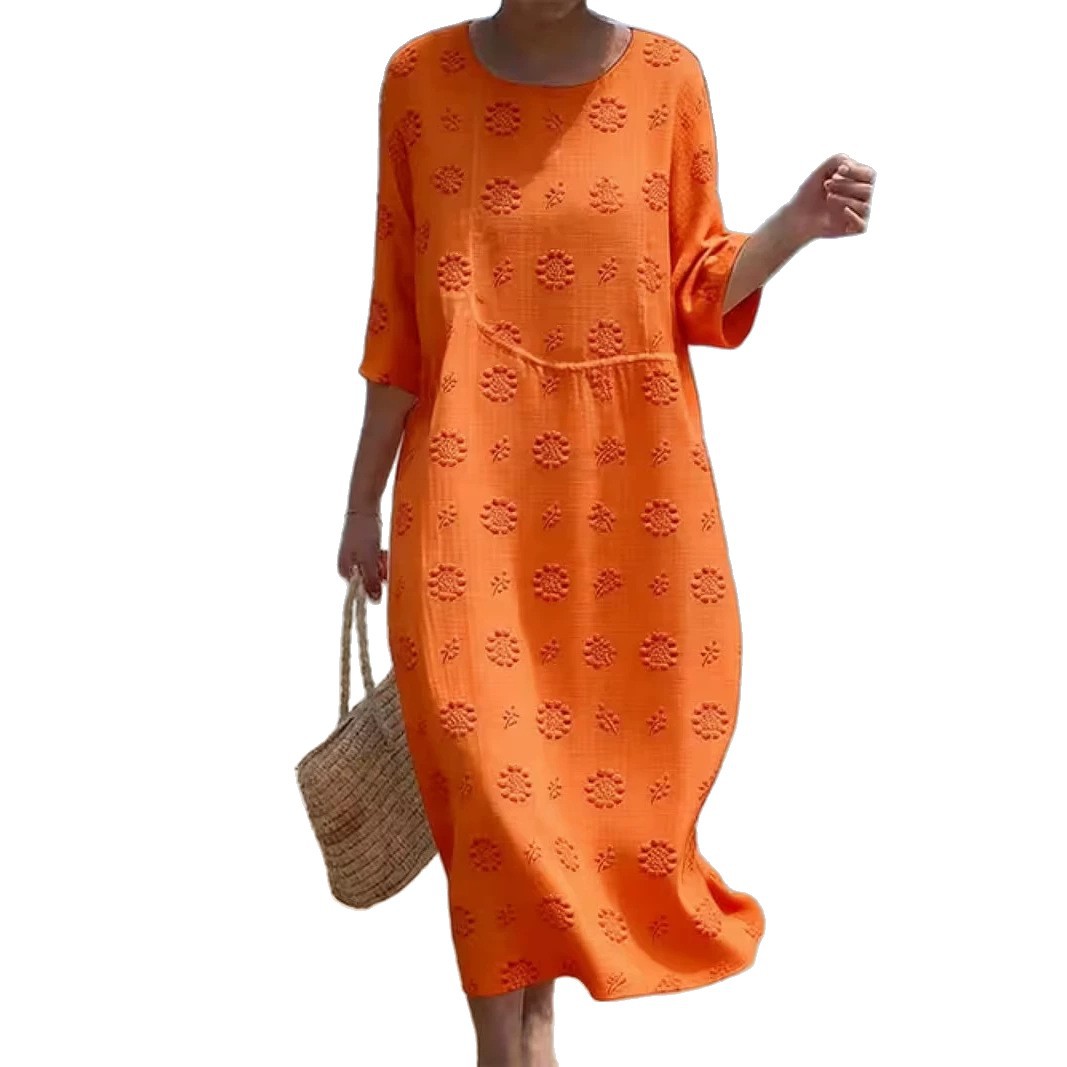 Women's Elegant Solid Print Pleated Midi Dress