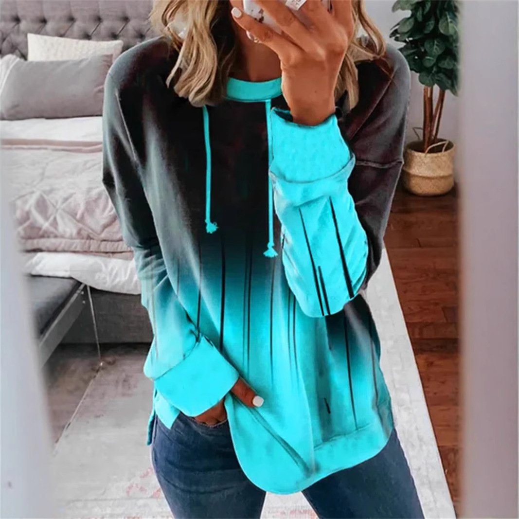 Women's Gradient Print Crewneck Loose Casual Sweatshirt